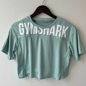 Gymshark Cropped Logo Tee w/ Mesh Detail Green Size Small